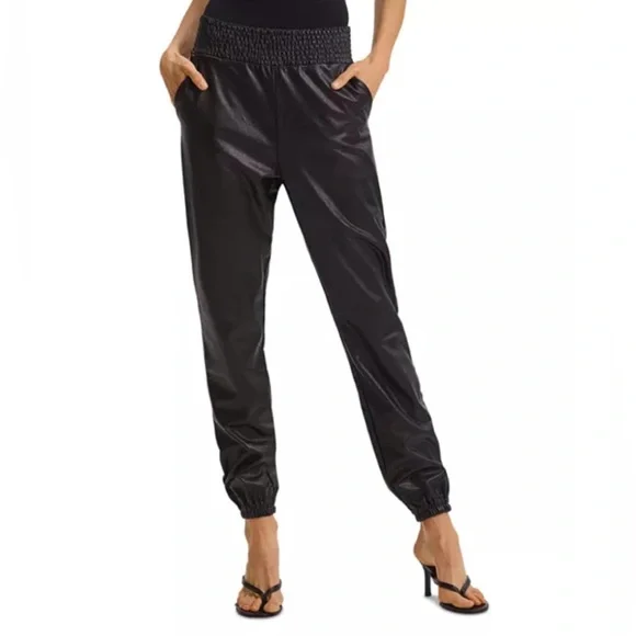 Commando Black Faux Leather Jogger Pants Size Medium - Picture 9 of 10